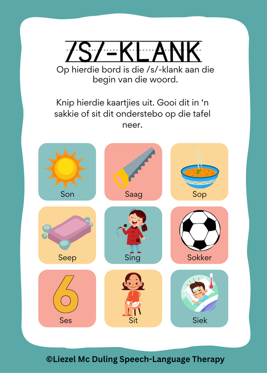 Artikulasie Bingo (s-klank)